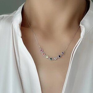 Adjustable Sterling Silver Necklaces With Multi Coloured